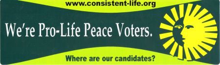 Consistent Life voters bumper sticker